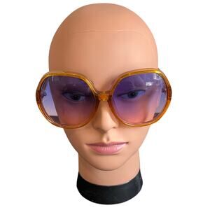 Laundry by Design Oversized Round Sunglasses Amber Retro Boho Gradient Shades